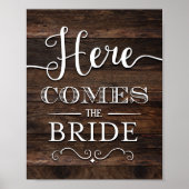 Rustic Chic KOMT HIER DE BRIDE Sign Print (Voorkant)