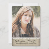 Rustic Chic Lace Photo Afstuderen Invitation Kaart (Voorkant)