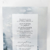 Rustic Chic Lakeside Mountains Wedding Tri-Fold Drieluik Uitnodiging (Binnenzijde eerst)