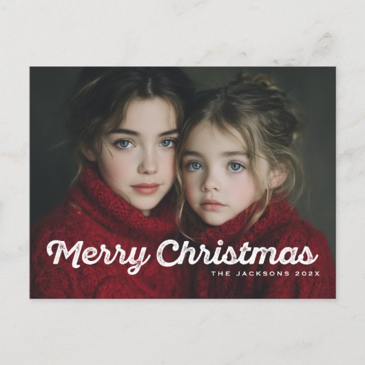 Rustic Chic Merry Christmas Design Feestdagenkaart (Voorkant)