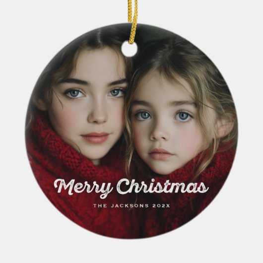 Rustic Chic Merry Christmas Design Keramisch Ornament (Voorkant)