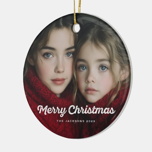 Rustic Chic Merry Christmas Design Keramisch Ornament (Links)