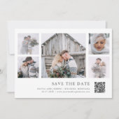 Rustic Chic | Multi Photo Grid QR Code Wedding Save The Date (Voorkant)