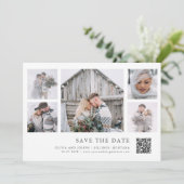 Rustic Chic | Multi Photo Grid QR Code Wedding Save The Date (Staand voorkant)