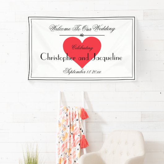 Rustic Chic Names Script Modern Weddenschap Welkom Spandoek (Insitu)