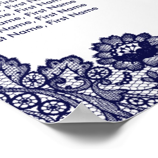 Rustic Chic Navy Blue Sunflower Seating Chart 12 Poster (Hoek)