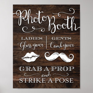 Rustic Chic PHOTO BOOTH GRAB A PROP Bord Afdruk Poster