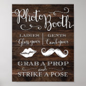 Rustic Chic PHOTO BOOTH GRAB A PROP Bord Print (Voorkant)