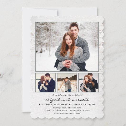 Rustic Chic Photo Wedding Invitations Feestdagenkaart (Voorkant)