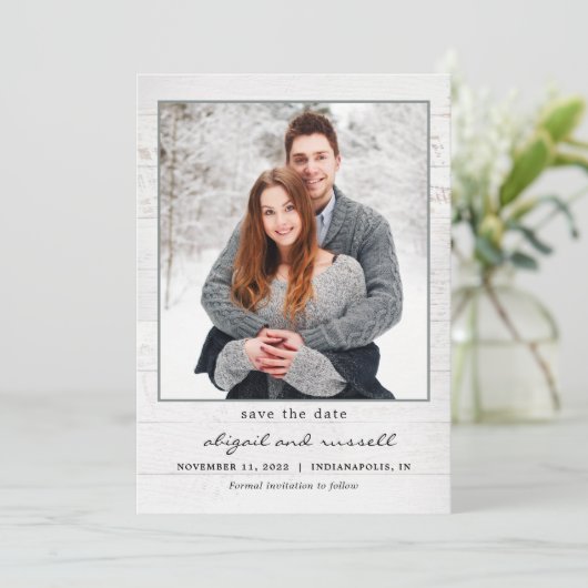 Rustic Chic Photo Wedding Save the Date Kaart (Staand voorkant)