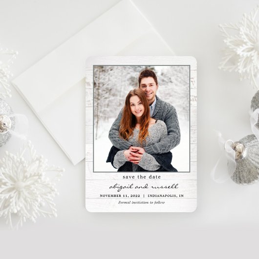 Rustic Chic Photo Wedding Save the Date Kaart