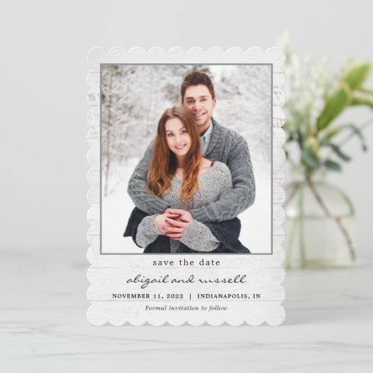 Rustic Chic Photo Wedding Save the Date Kaart (Staand voorkant)
