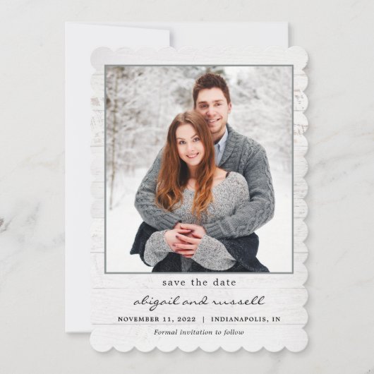 Rustic Chic Photo Wedding Save the Date Kaart (Voorkant)