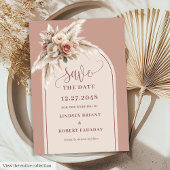 Rustic Chic Pink Pampas Grass Arch Save the Date Kaart