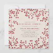 Rustic Chic Red Berry Winter Wedding Rehearal Kaart (Voorkant)