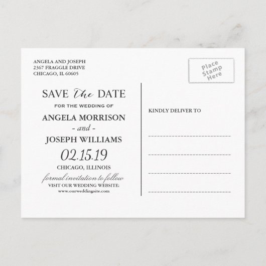 Rustic Chic Romantic Floral Save the Date Photo Aankondigingskaart (Achterkant)