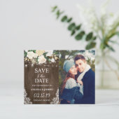 Rustic Chic Romantic Floral Save the Date Photo Aankondigingskaart (Staand voorkant)