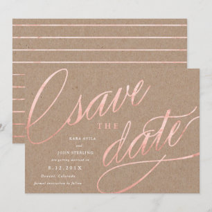 Rustic Chic Roze Goud Save the Dates   Roze Goud Kaart