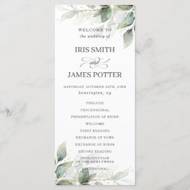 Rustic Chic Sage Greenery Gold Wedding Program Programmakaart
