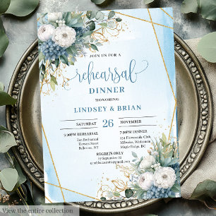 Rustic Chic Stofblauw Groene Tinten Goud Proefhuwe Kaart