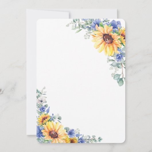 Rustic Chic Sunflower Blue Floral 50th Birthday Kaart (Achterkant)