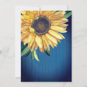Rustic Chic Sunflower Navy Blue Wood Weddenschap Kaart (Achterkant)