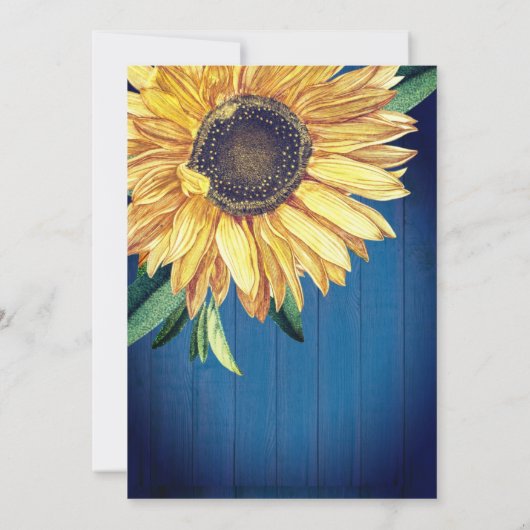 Rustic Chic Sunflower Navy Blue Wood Weddenschap Kaart (Achterkant)