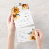 RUSTIC CHIC SUNFLOWER WATERVERF FLORAL WEDING AL ALL IN ONE UITNODIGING (Afscheurbaar)