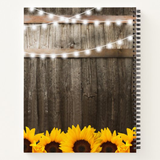 Rustic Chic Sunflower Wedding Guest Book Notitieboek (Achterkant)
