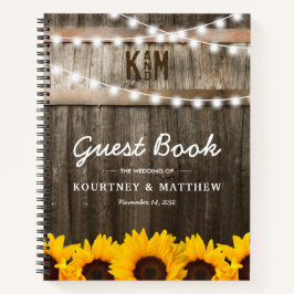 Rustic Chic Sunflower Wedding Guest Book Notitieboek