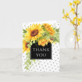 Rustic Chic Sunflowers and Dots Thank You Kaart (Gele Bloem)