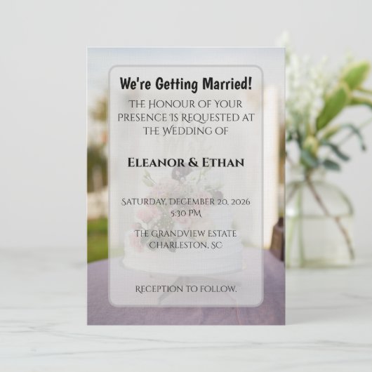 Rustic Chic Tiered Cake Mr. & Mrs. Topper Wedding Kaart (Staand voorkant)