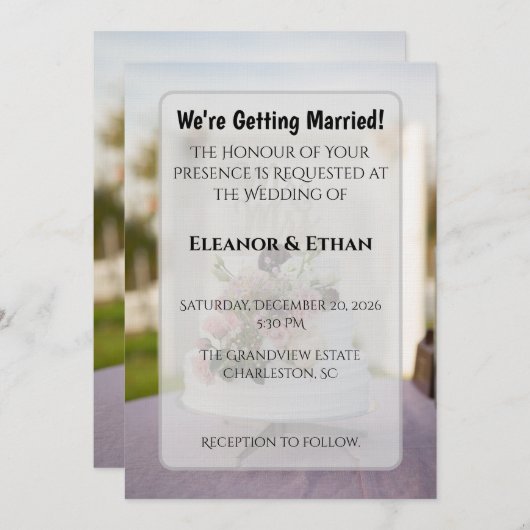 Rustic Chic Tiered Cake Mr. & Mrs. Topper Wedding  Kaart (Voorkant / Achterkant)