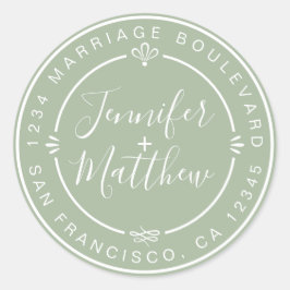 Rustic Chic Trouw Retouradres Laurel Groen Ronde Sticker