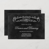 Rustic Chic Trouwreceptiekaart - Zwart Informatiekaartje (Voorkant / Achterkant)