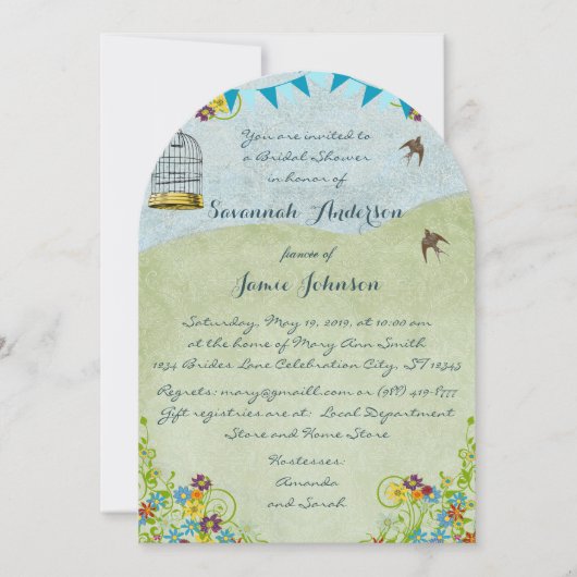  Rustic Chic Vrijgezellenfeest Birdcage Bunting Kaart (Voorkant)