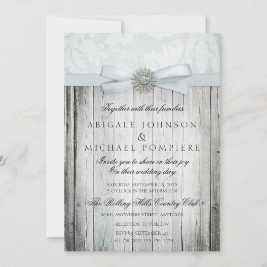 Rustic Chic Wedding Invitation with Sparkle Kaart (Voorkant)