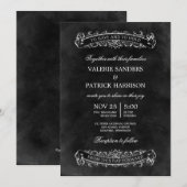 Rustic Chic Wedding Invitation - zwart Kaart (Voorkant / Achterkant)
