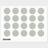 Rustic Chic Wedding Monogram Retouradres Groen Ronde Sticker (Vel)