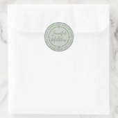 Rustic Chic Wedding Monogram Retouradres Groen Ronde Sticker (Tas)