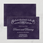 Rustic Chic Wedding Reception Card - Paars Informatiekaartje (Voorkant / Achterkant)