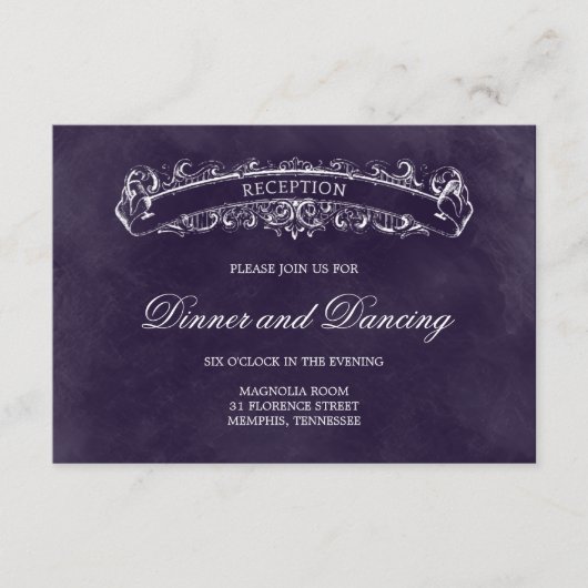Rustic Chic Wedding Reception Card - Paars Informatiekaartje (Voorkant)