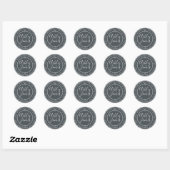 Rustic Chic Wedding Return Address Off-Black Ronde Sticker (Vel)