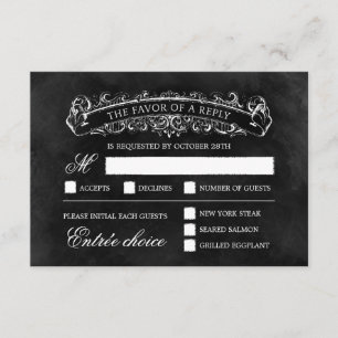 Rustic Chic Wedding RSVP-kaart - zwart RSVP Kaartje