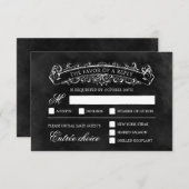 Rustic Chic Wedding RSVP-kaart - zwart RSVP Kaartje (Voorkant / Achterkant)