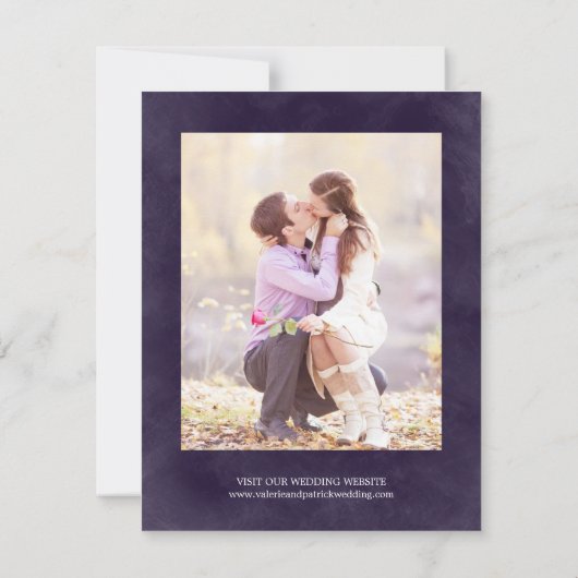 Rustic Chic Wedding Save the Date - Paars (Achterkant)