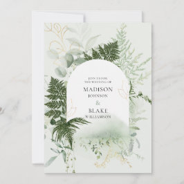 Rustic Chic Wild Forest Fern Greenery Wedding Invi Kaart