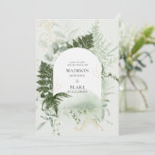 Rustic Chic Wild Forest Fern Greenery Wedding Invi Kaart (Staand voorkant)