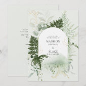 Rustic Chic Wild Forest Fern Greenery Wedding Invi Kaart (Voorkant / Achterkant)