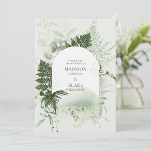 Rustic Chic Wild Forest Fern Greenery Wedding Invi Kaart